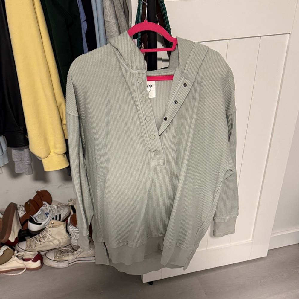 Aerie Light Gray Hooded Sweatshirt